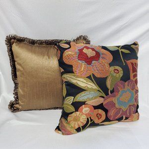 Set of 2 Coord. Accent Pillows - bronze & black